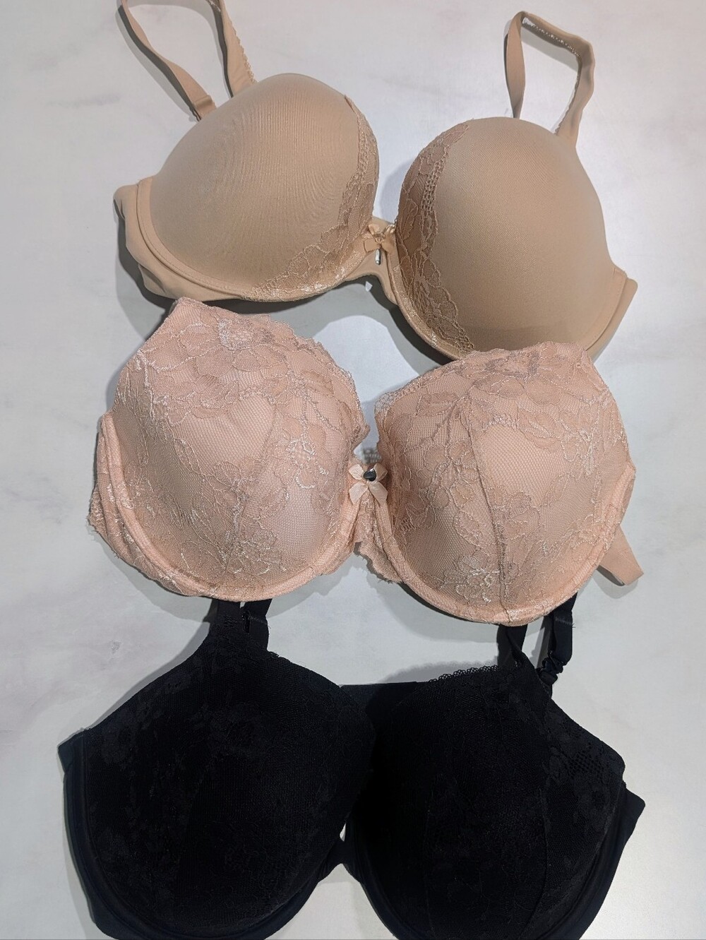 Victoria's Secret Lace Bra Set Of 3 - Nude, Blush, Black